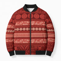Fiji Marau na Kerisimasi Bomber Puffer Jacket Red Tapa Masi Inspired Christmas LT9 Unisex Red - Polynesian Pride