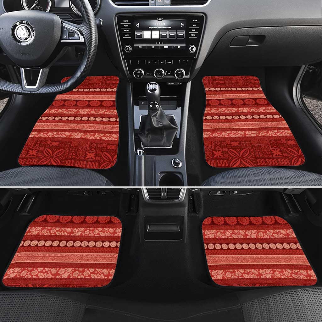 Fiji Marau na Kerisimasi Car Mats Red Tapa Masi Inspired Christmas LT9 Set 4pcs Red - Polynesian Pride
