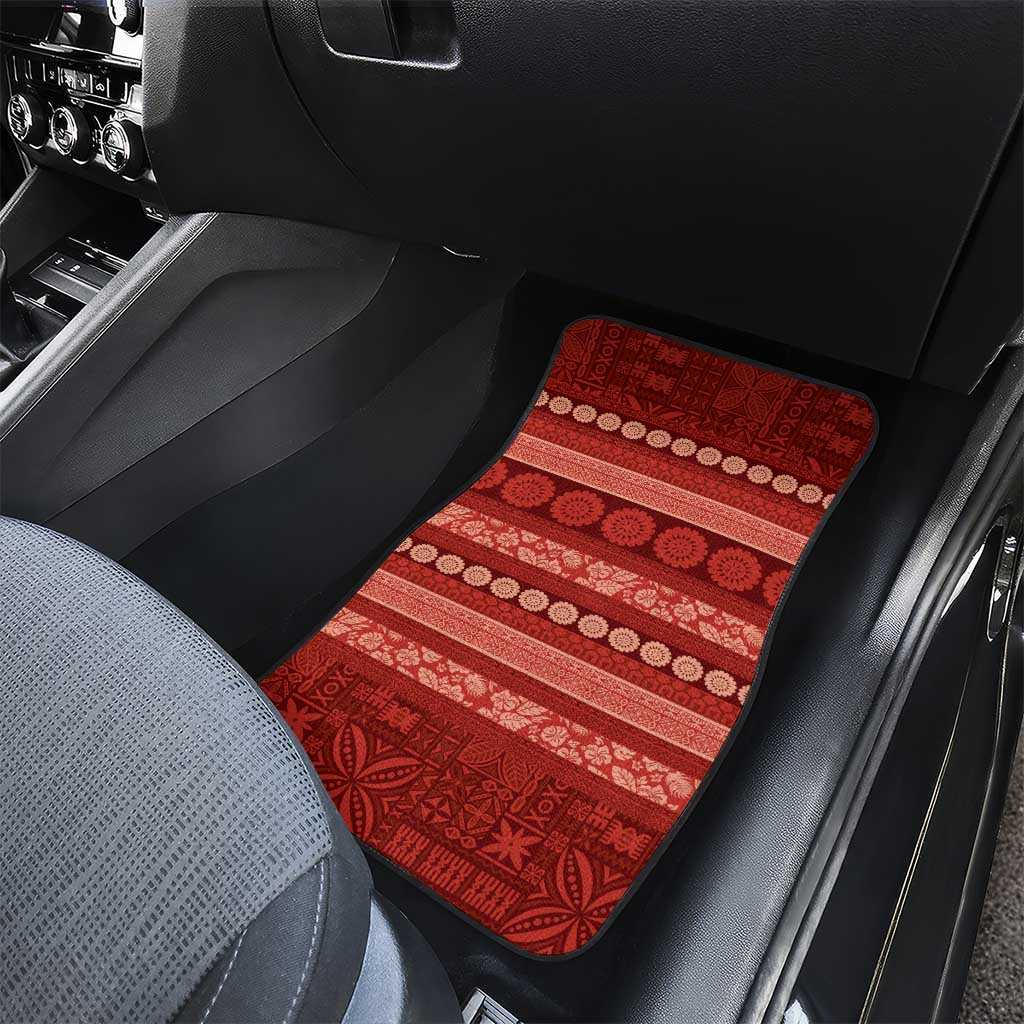 Fiji Marau na Kerisimasi Car Mats Red Tapa Masi Inspired Christmas LT9 - Polynesian Pride
