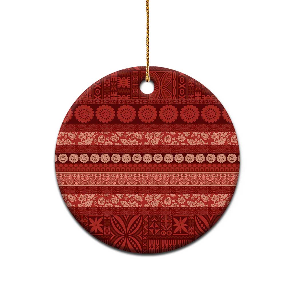 Fiji Marau na Kerisimasi Ceramic Ornament Red Tapa Masi Inspired Christmas - Polynesian Pride