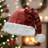 Fiji Marau na Kerisimasi Christmas Santa Hat Red Tapa Masi Inspired Christmas LT9 With Fur Red - Polynesian Pride