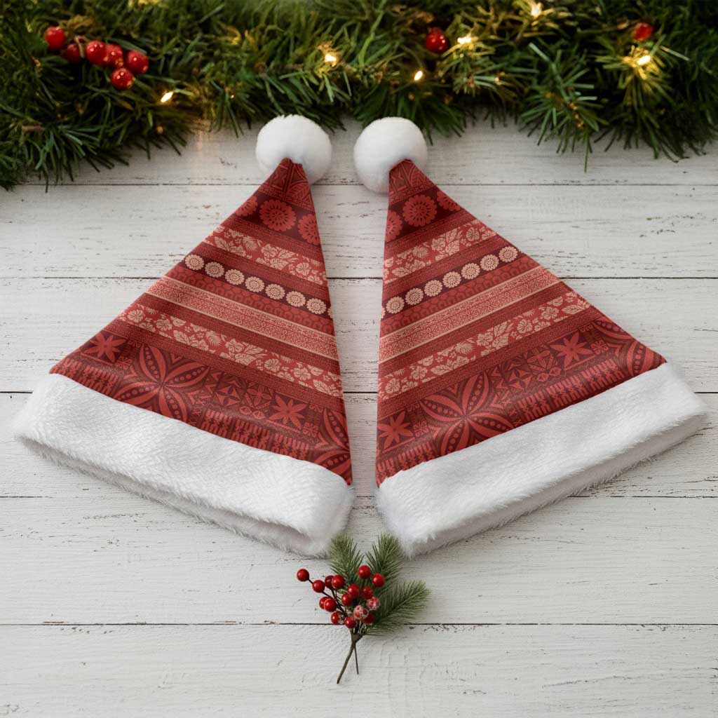 Fiji Marau na Kerisimasi Christmas Santa Hat Red Tapa Masi Inspired Christmas LT9 - Polynesian Pride