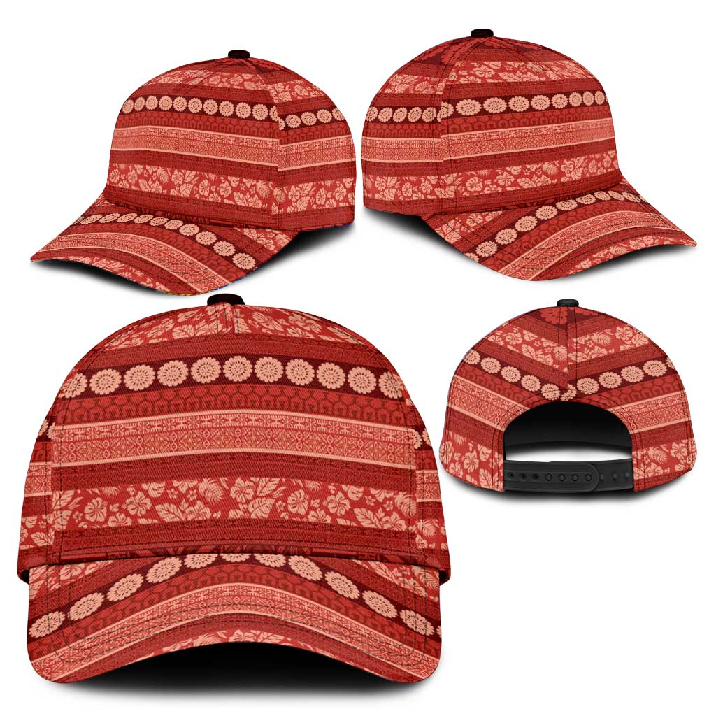 Fiji Marau na Kerisimasi Classic Cap Red Tapa Masi Inspired Christmas - Polynesian Pride