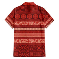 Fiji Marau na Kerisimasi Family Matching Long Sleeve Bodycon Dress and Hawaiian Shirt Red Tapa Masi Inspired Christmas - Polynesian Pride