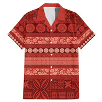 Fiji Marau na Kerisimasi Family Matching Mermaid Dress and Hawaiian Shirt Red Tapa Masi Inspired Christmas - Polynesian Pride