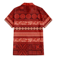 Fiji Marau na Kerisimasi Family Matching Mermaid Dress and Hawaiian Shirt Red Tapa Masi Inspired Christmas - Polynesian Pride