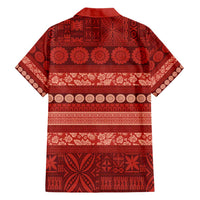 Fiji Marau na Kerisimasi Family Matching Short Sleeve Bodycon Dress and Hawaiian Shirt Red Tapa Masi Inspired Christmas - Polynesian Pride