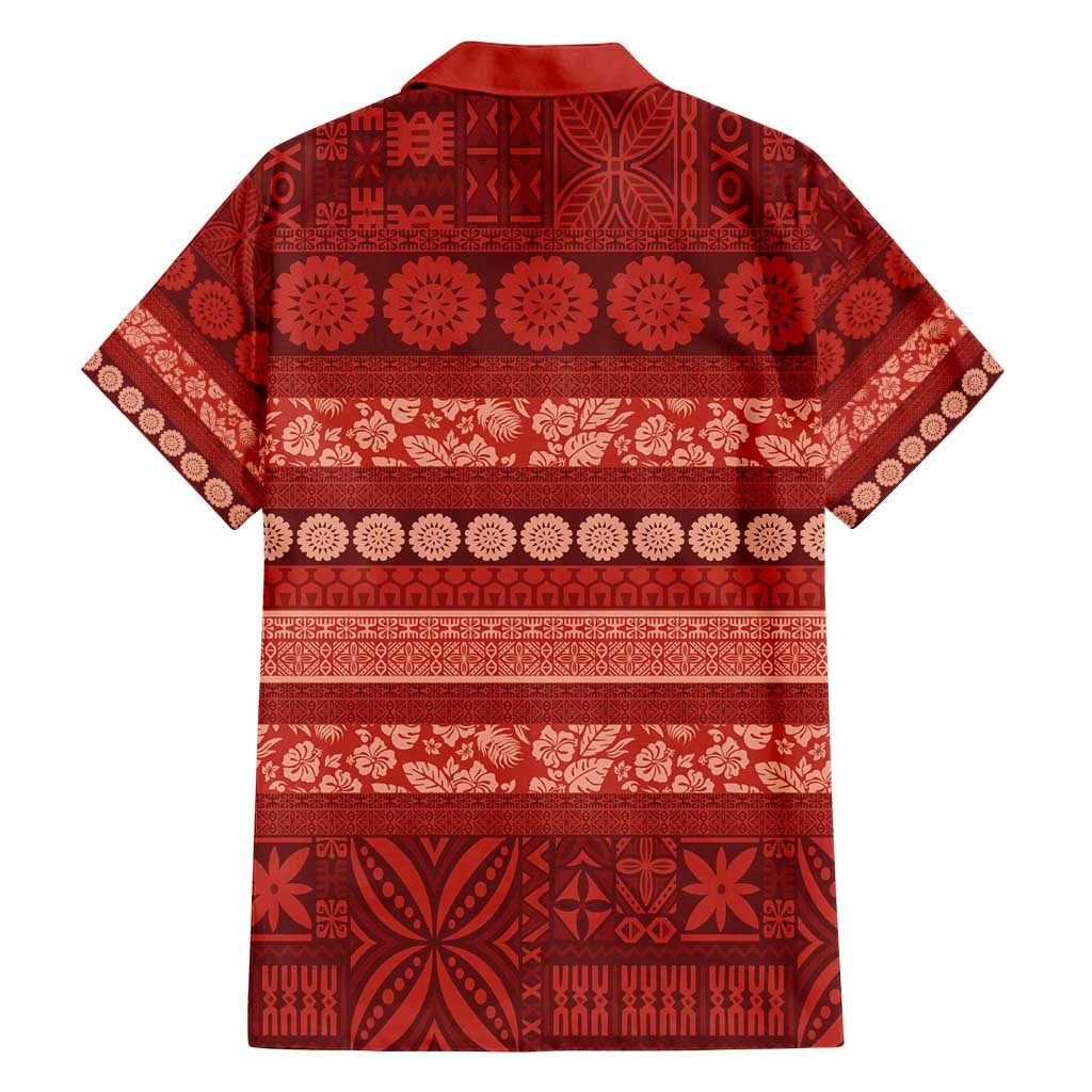 Fiji Marau na Kerisimasi Family Matching Tank Maxi Dress and Hawaiian Shirt Red Tapa Masi Inspired Christmas - Polynesian Pride