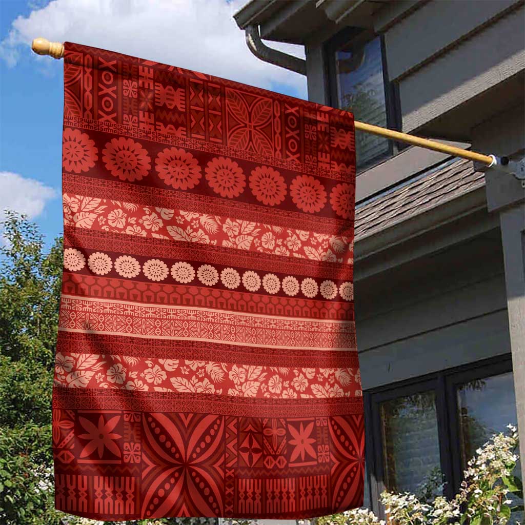 Fiji Marau na Kerisimasi Garden Flag Red Tapa Masi Inspired Christmas - Polynesian Pride