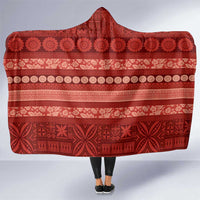 Fiji Marau na Kerisimasi Hooded Blanket Red Tapa Masi Inspired Christmas LT9 One Size Red - Polynesian Pride
