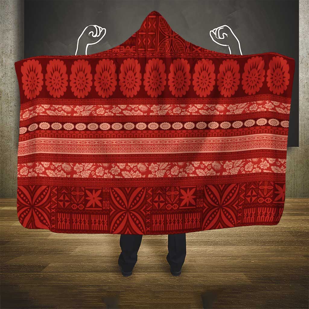 Fiji Marau na Kerisimasi Hooded Blanket Red Tapa Masi Inspired Christmas LT9 - Polynesian Pride
