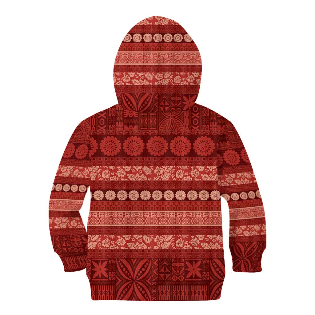 Fiji Marau na Kerisimasi Kid Hoodie Red Tapa Masi Inspired Christmas - Polynesian Pride