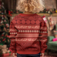 Fiji Marau na Kerisimasi Kid Ugly Christmas Sweater Red Tapa Masi Inspired Christmas LT9 - Polynesian Pride