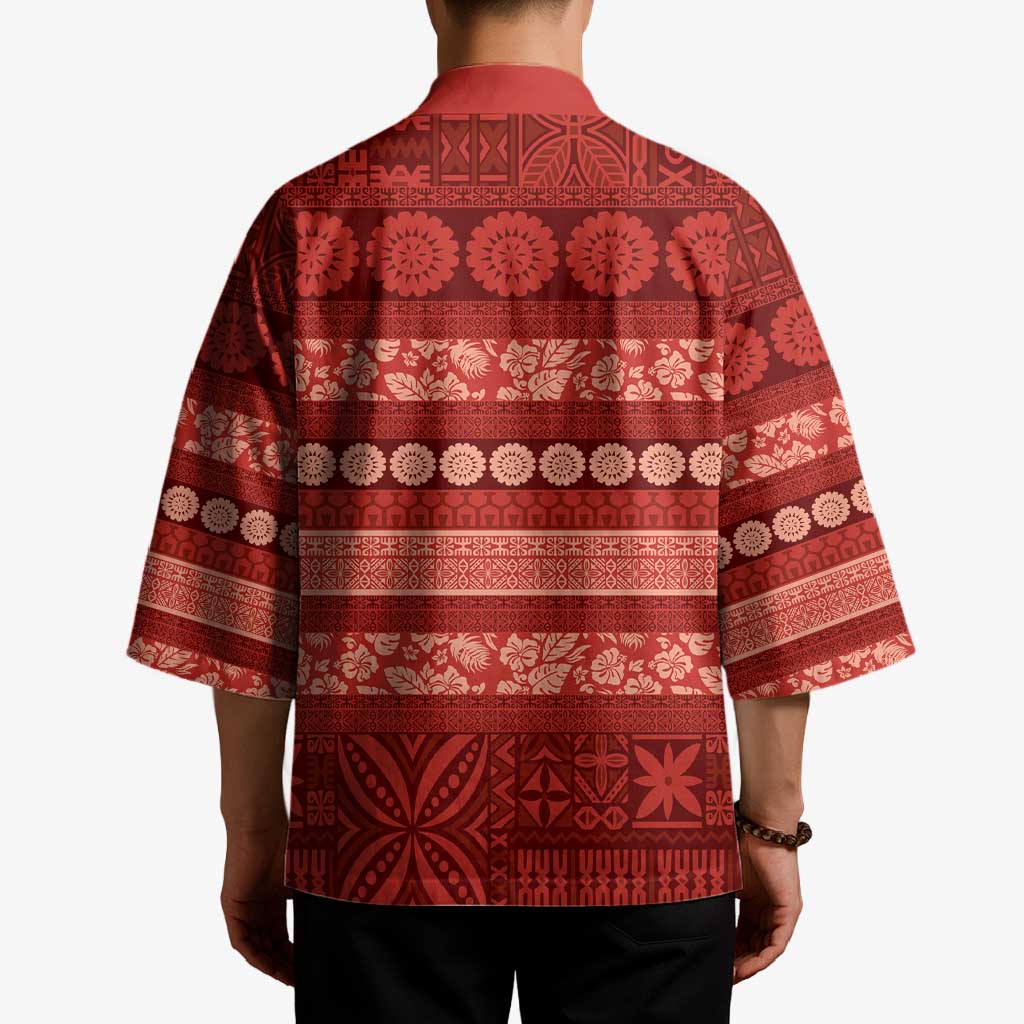 Fiji Marau na Kerisimasi Kimono Red Tapa Masi Inspired Christmas - Polynesian Pride