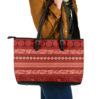 Fiji Marau na Kerisimasi Leather Tote Bag Red Tapa Masi Inspired Christmas LT9 - Polynesian Pride