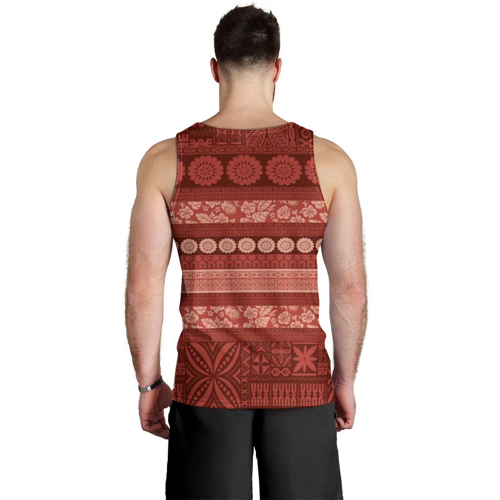 Fiji Marau na Kerisimasi Men Tank Top Red Tapa Masi Inspired Christmas LT9 - Polynesian Pride