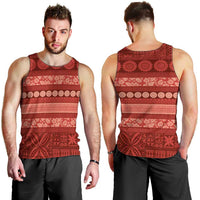 Fiji Marau na Kerisimasi Men Tank Top Red Tapa Masi Inspired Christmas LT9 - Polynesian Pride