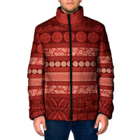 Fiji Marau na Kerisimasi Padded Jacket Red Tapa Masi Inspired Christmas LT9 Men Red - Polynesian Pride