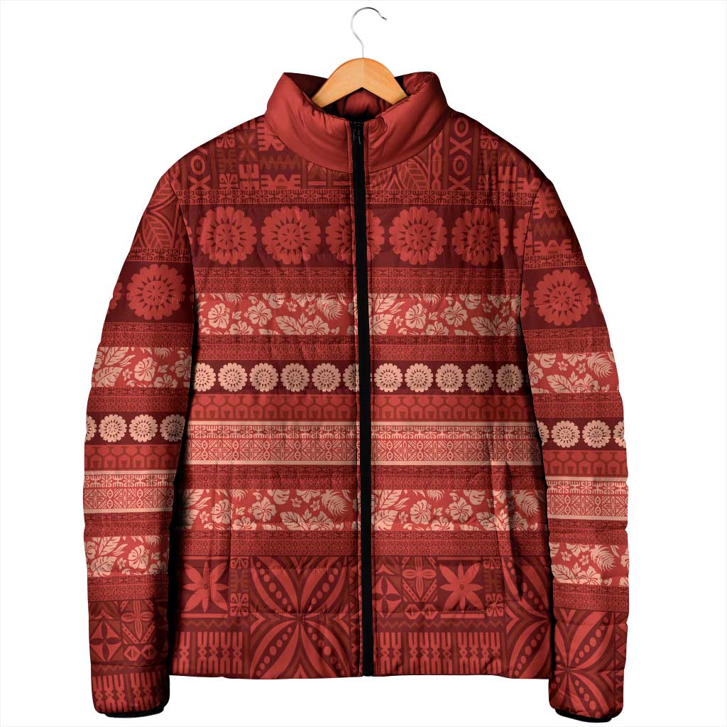 Fiji Marau na Kerisimasi Padded Jacket Red Tapa Masi Inspired Christmas LT9 - Polynesian Pride
