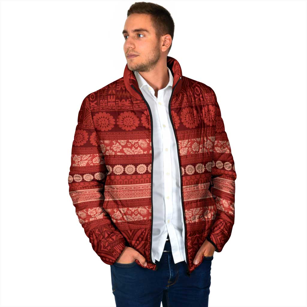 Fiji Marau na Kerisimasi Padded Jacket Red Tapa Masi Inspired Christmas LT9 - Polynesian Pride