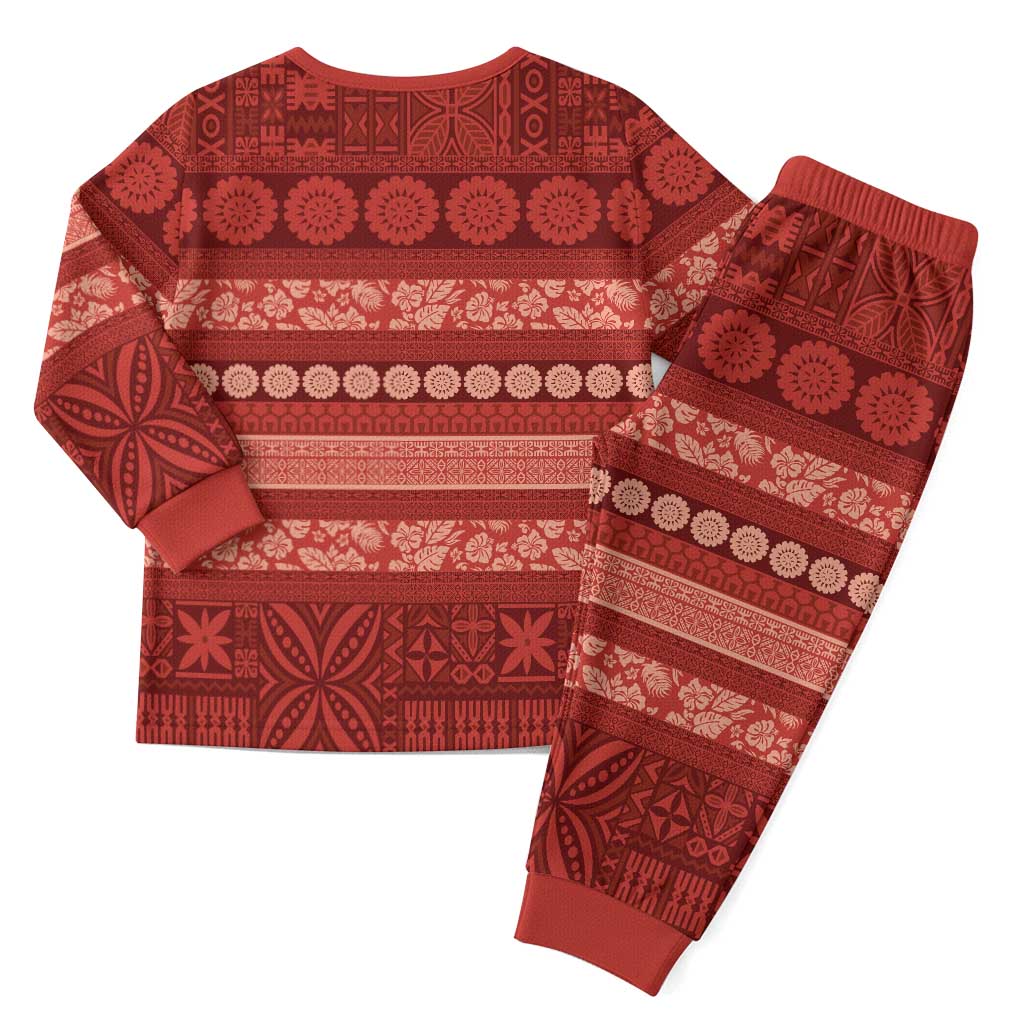 Fiji Marau na Kerisimasi Christmas Pajama Set Red Tapa Masi Inspired Christmas LT9 - Polynesian Pride