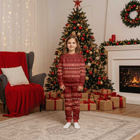 Fiji Marau na Kerisimasi Christmas Pajama Set Red Tapa Masi Inspired Christmas LT9 Kid Red - Polynesian Pride