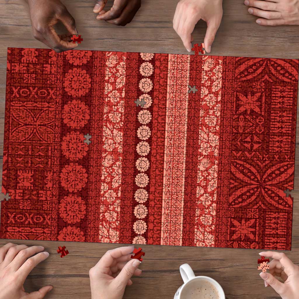 Fiji Marau na Kerisimasi Puzzle Red Tapa Masi Inspired Christmas LT9 - Polynesian Pride