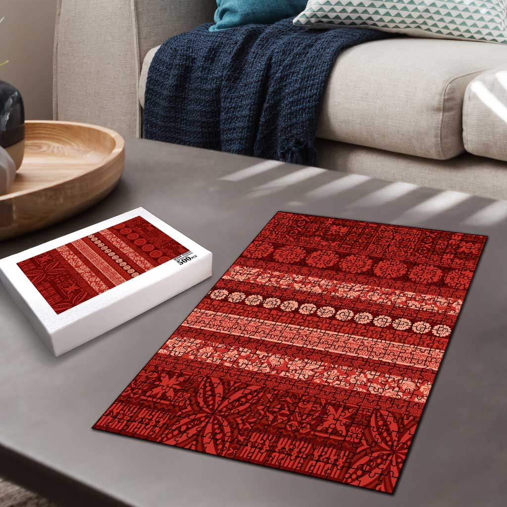 Fiji Marau na Kerisimasi Puzzle Red Tapa Masi Inspired Christmas LT9 - Polynesian Pride