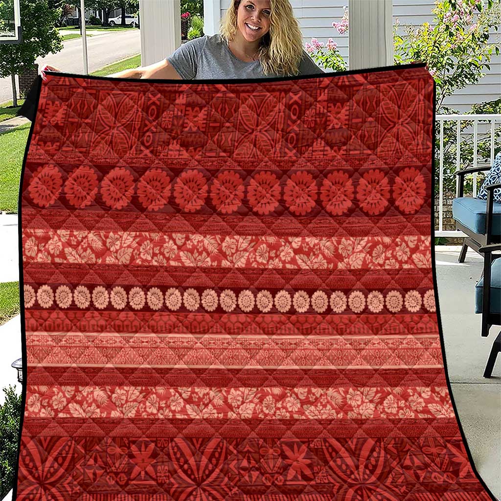 Fiji Marau na Kerisimasi Quilt Red Tapa Masi Inspired Christmas - Polynesian Pride