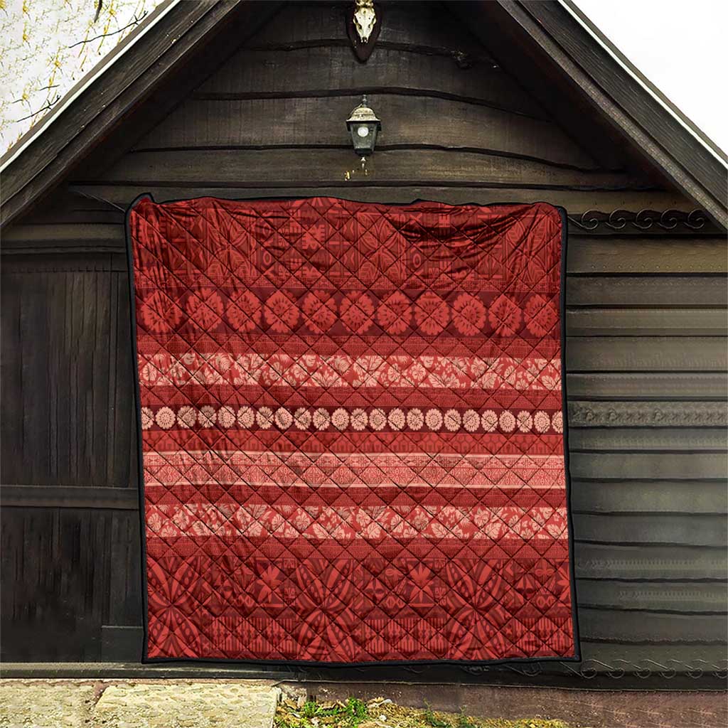 Fiji Marau na Kerisimasi Quilt Red Tapa Masi Inspired Christmas - Polynesian Pride