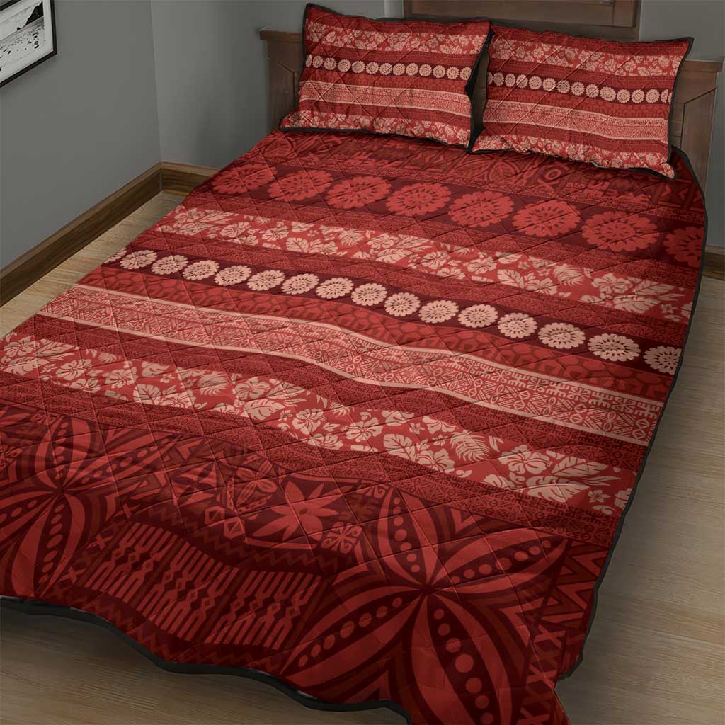 Fiji Marau na Kerisimasi Quilt Bed Set Red Tapa Masi Inspired Christmas - Polynesian Pride