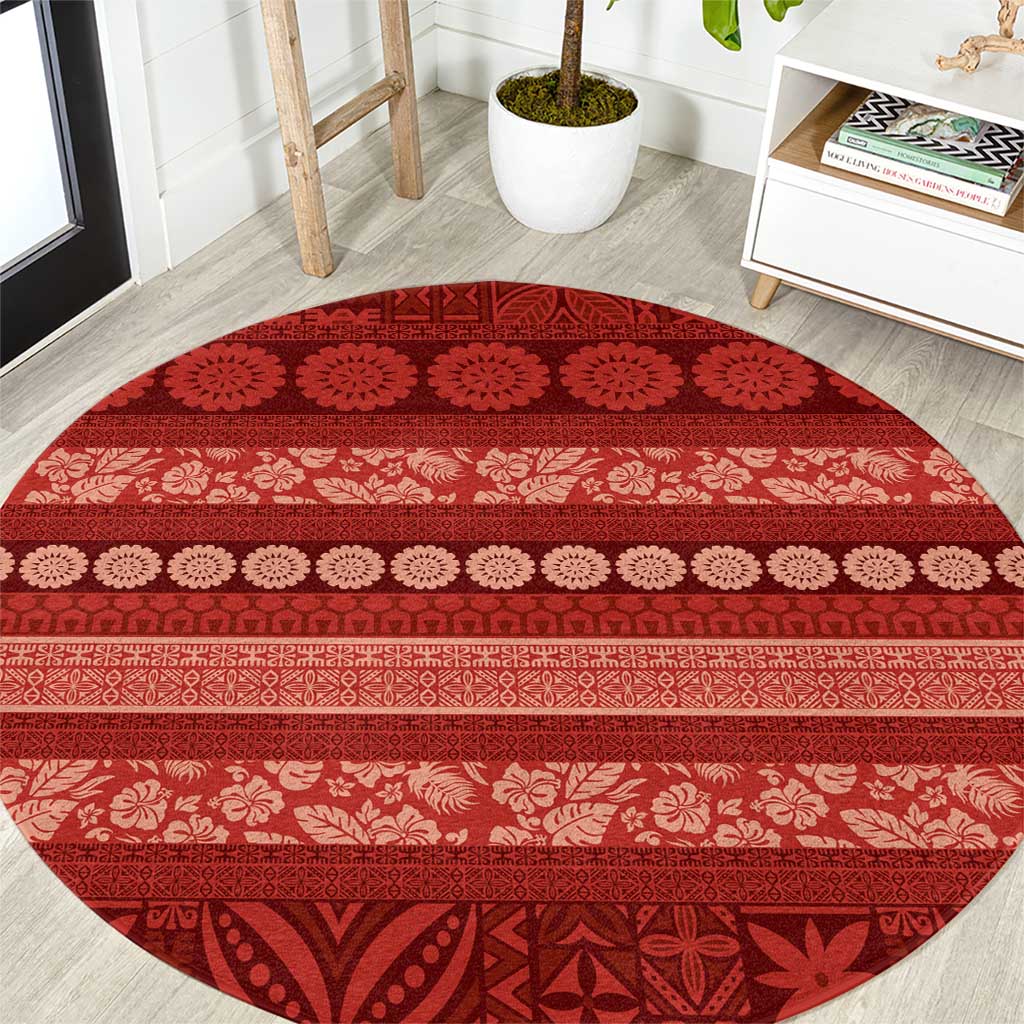 Fiji Marau na Kerisimasi Round Carpet Red Tapa Masi Inspired Christmas - Polynesian Pride