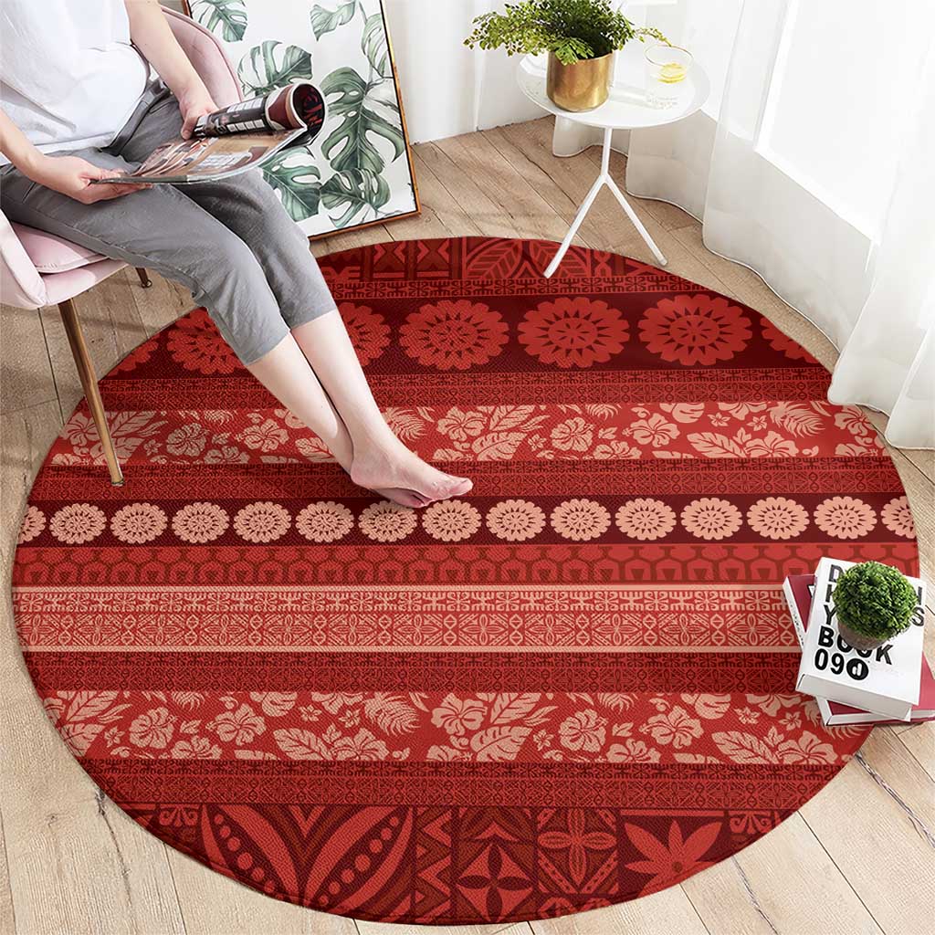 Fiji Marau na Kerisimasi Round Carpet Red Tapa Masi Inspired Christmas - Polynesian Pride