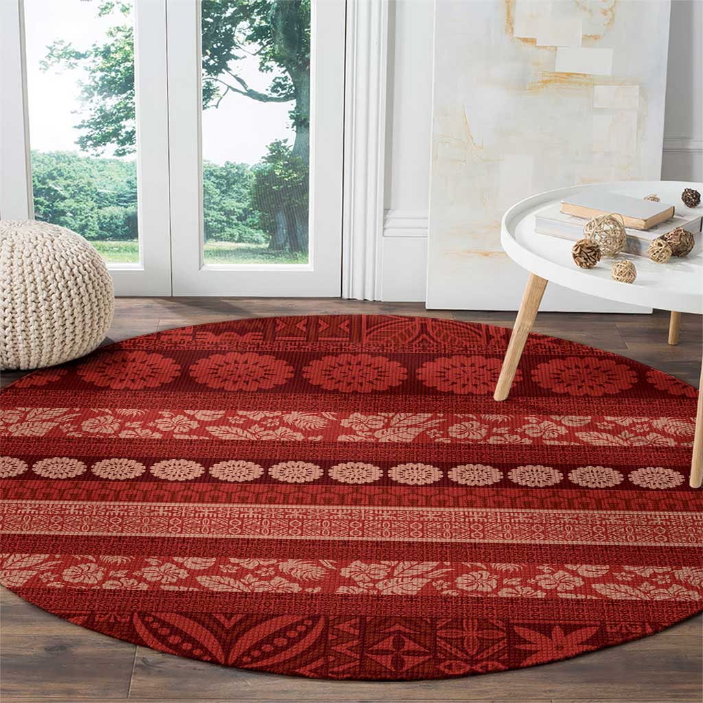 Fiji Marau na Kerisimasi Round Carpet Red Tapa Masi Inspired Christmas - Polynesian Pride