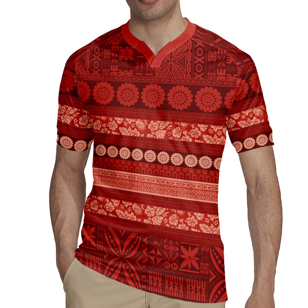 Fiji Marau na Kerisimasi Rugby Jersey Red Tapa Masi Inspired Christmas LT9 - Polynesian Pride