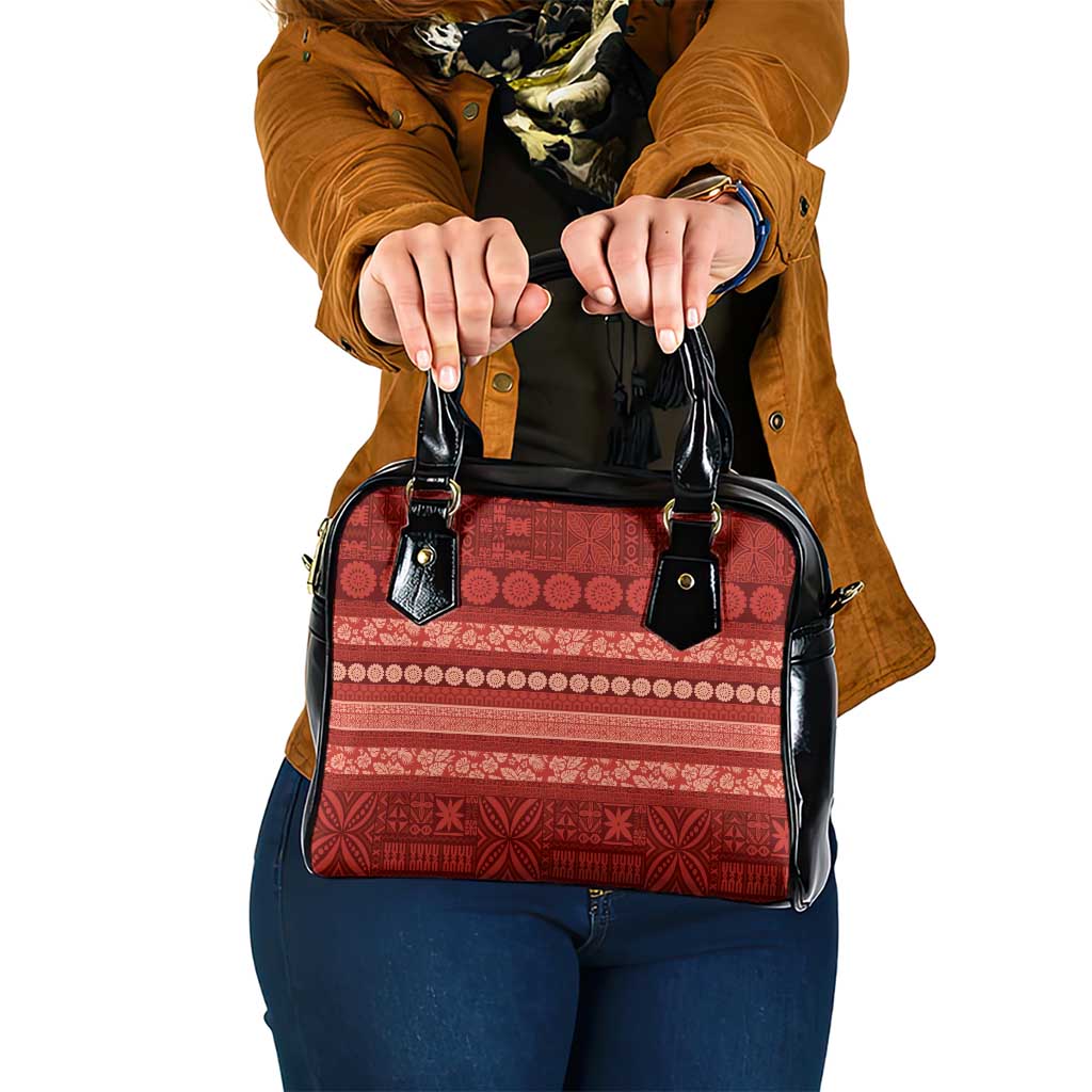 Fiji Marau na Kerisimasi Shoulder Handbag Red Tapa Masi Inspired Christmas LT9 One Size Red - Polynesian Pride