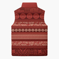 Fiji Marau na Kerisimasi Sleeveless Puffer Jacket Red Tapa Masi Inspired Christmas LT9 - Polynesian Pride