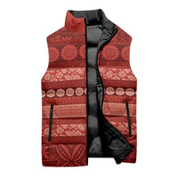 Fiji Marau na Kerisimasi Sleeveless Puffer Jacket Red Tapa Masi Inspired Christmas LT9 - Polynesian Pride