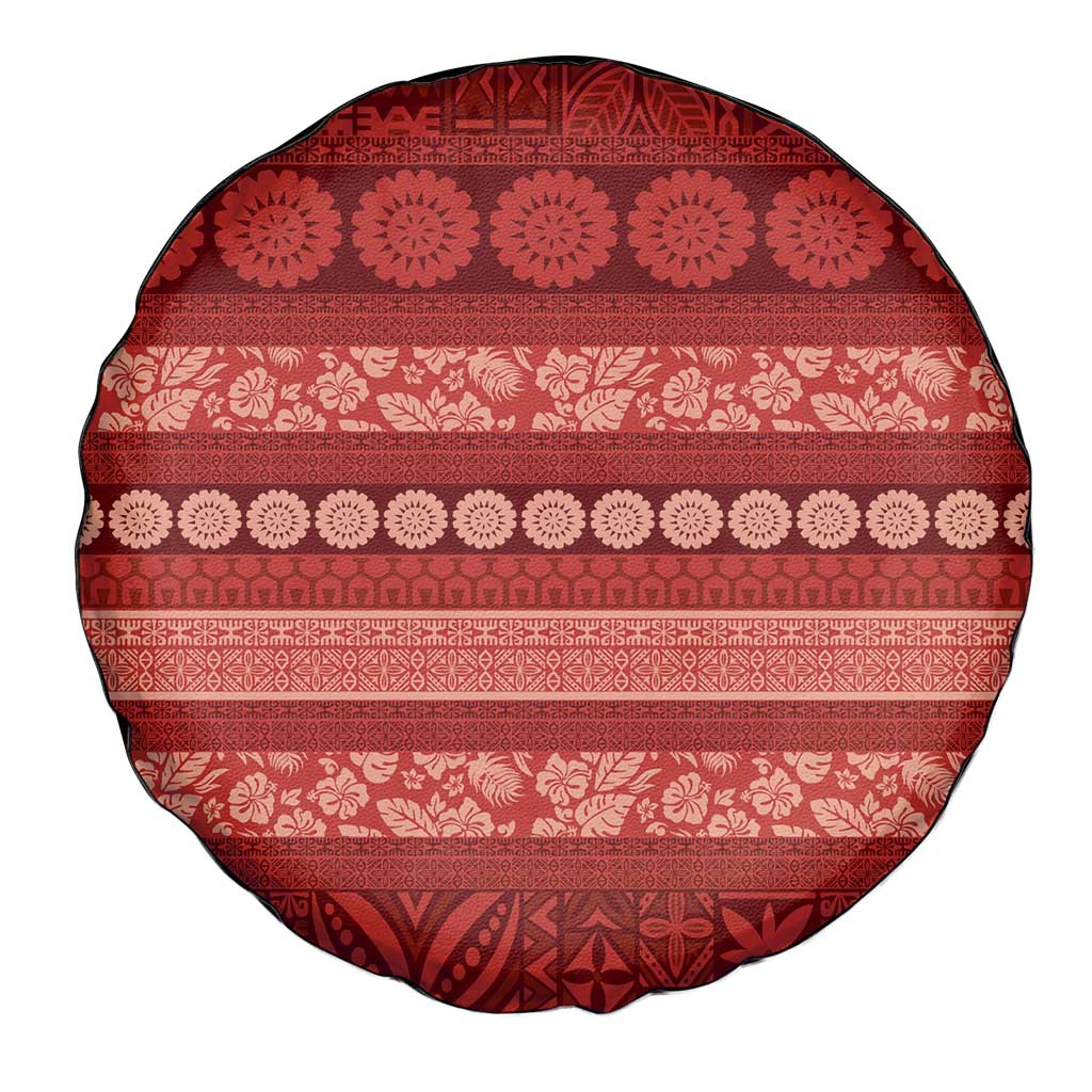 Fiji Marau na Kerisimasi Spare Tire Cover Red Tapa Masi Inspired Christmas - Polynesian Pride