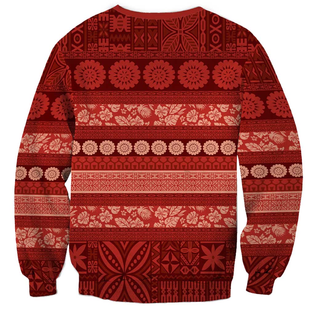 Fiji Marau na Kerisimasi Sweatshirt Red Tapa Masi Inspired Christmas LT9 - Polynesian Pride