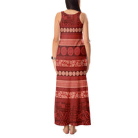 Fiji Marau na Kerisimasi Tank Maxi Dress Red Tapa Masi Inspired Christmas - Polynesian Pride