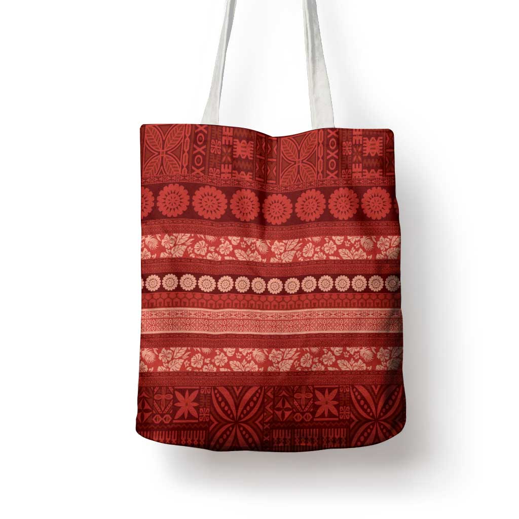 Fiji Marau na Kerisimasi Tote Bag Red Tapa Masi Inspired Christmas - Polynesian Pride
