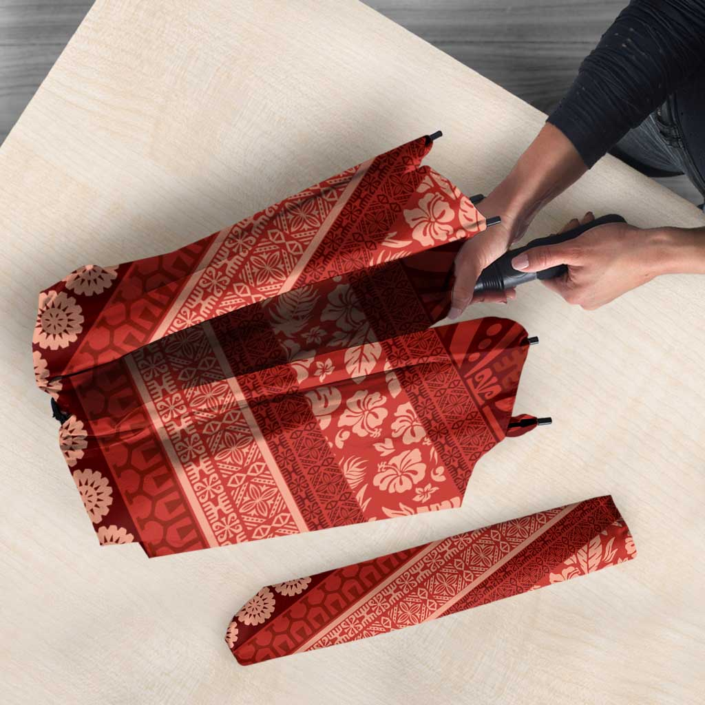Fiji Marau na Kerisimasi Umbrella Red Tapa Masi Inspired Christmas - Polynesian Pride