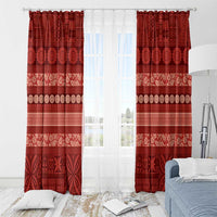 Fiji Marau na Kerisimasi Window Curtain Red Tapa Masi Inspired Christmas - Polynesian Pride