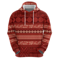 Fiji Marau na Kerisimasi Zip Hoodie Red Tapa Masi Inspired Christmas LT9 - Polynesian Pride