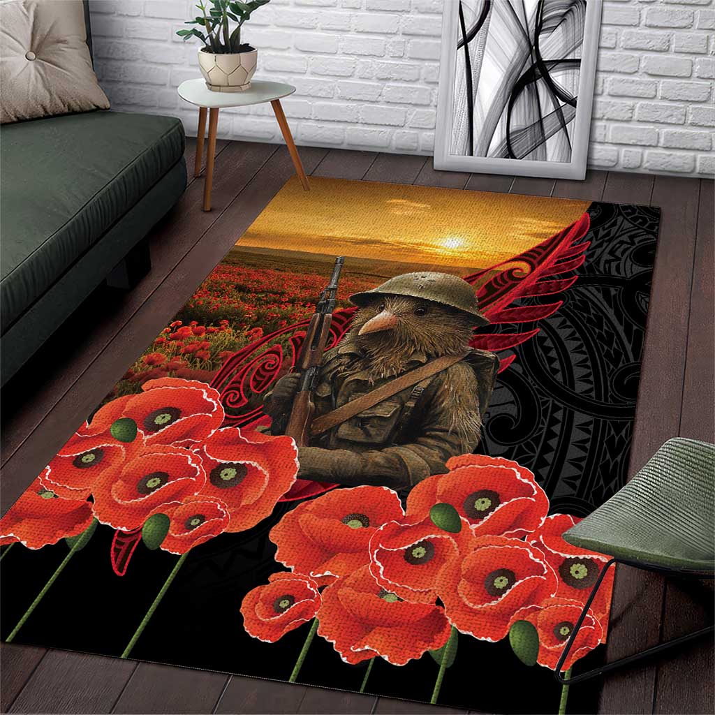 Maori Kiwi Soldier Fern Tattoo ANZAC Day Area Rug Lest We Forget