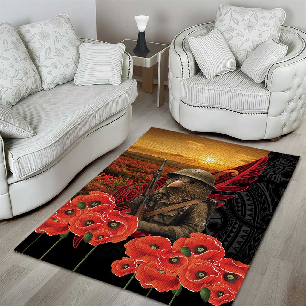 Maori Kiwi Soldier Fern Tattoo ANZAC Day Area Rug Lest We Forget