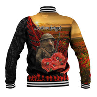 Maori Kiwi Soldier Fern Tattoo ANZAC Day Baseball Jacket Lest We Forget LT9 - Polynesian Pride