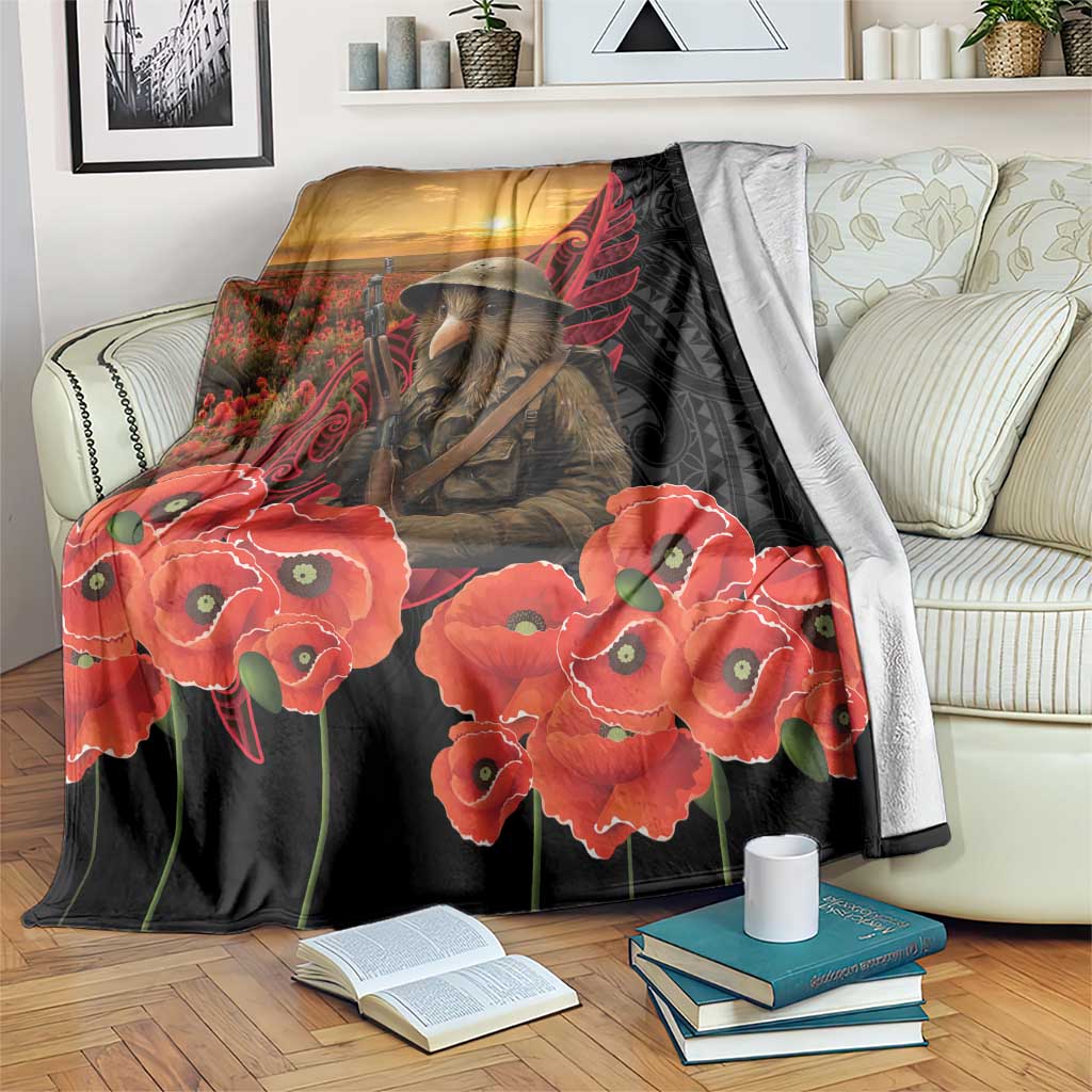 Maori Kiwi Soldier Fern Tattoo ANZAC Day Blanket Lest We Forget LT9 Black - Polynesian Pride