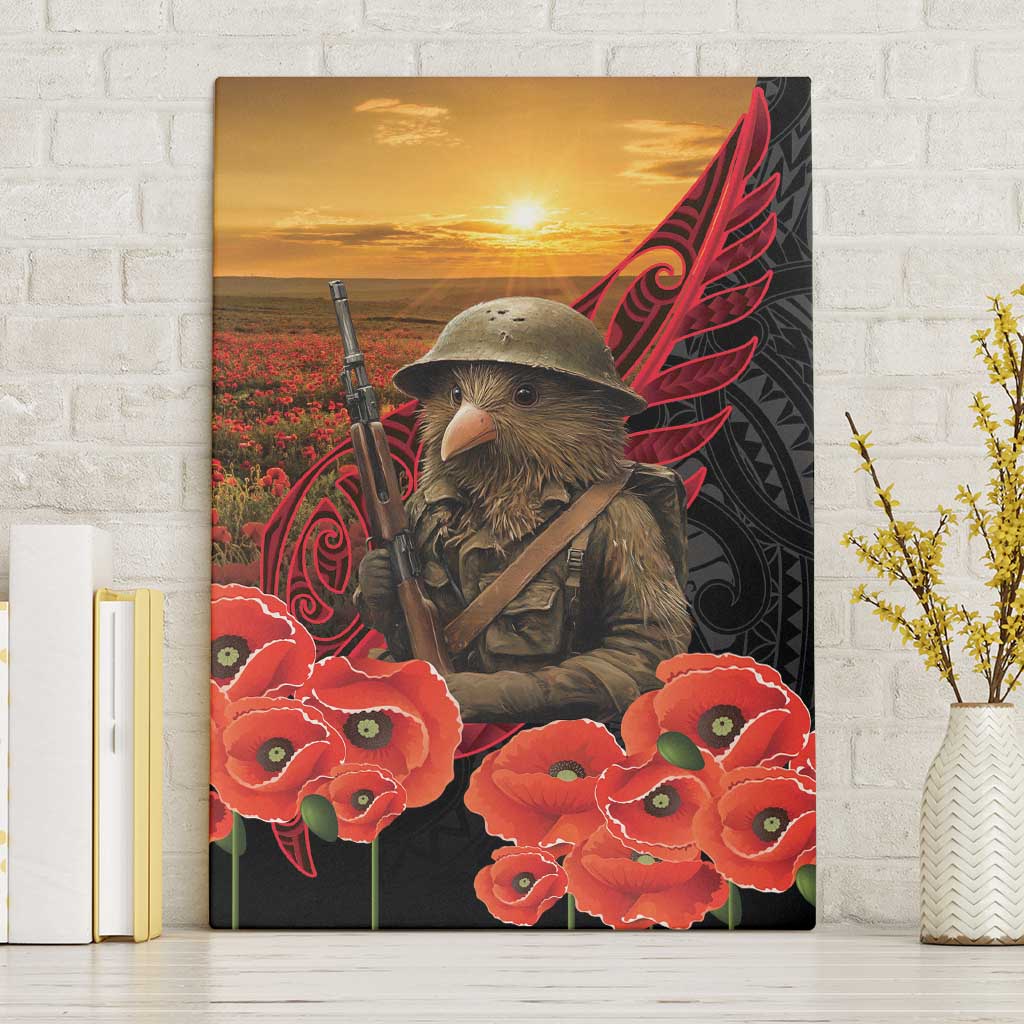 Maori Kiwi Soldier Fern Tattoo ANZAC Day Canvas Wall Art Lest We Forget LT9 Without Frame Black - Polynesian Pride